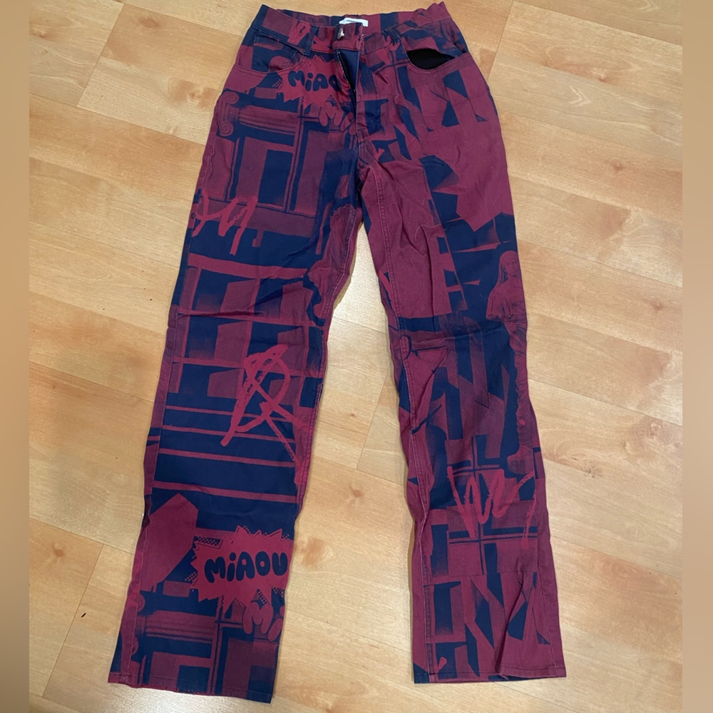 MIA Burgundy and Navy Graphic Pants